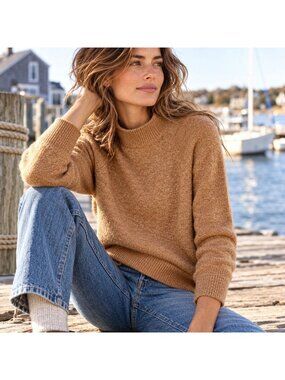 J Crew Roll Neck Sweater Womens S Merino Wool Alpaca Camel Raglan Quiet Luxury